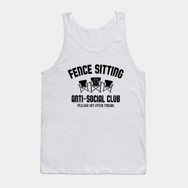 Funny Baseball Fence Sitting Anti-Social Club Please Sit Over There - Softball 4 Tank Top by Halby